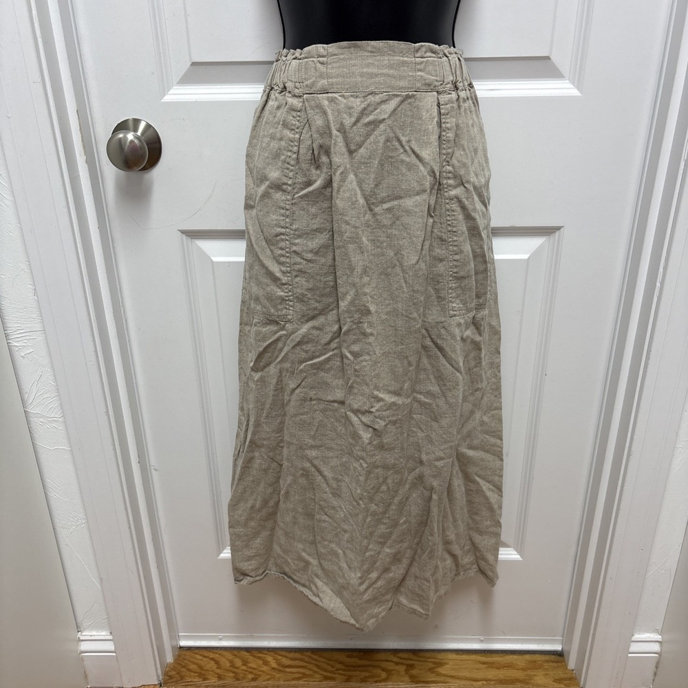 Flax Jeanne Engelhart Maxi Skirt Linen Boho Breathable Flat Front - Size Medium